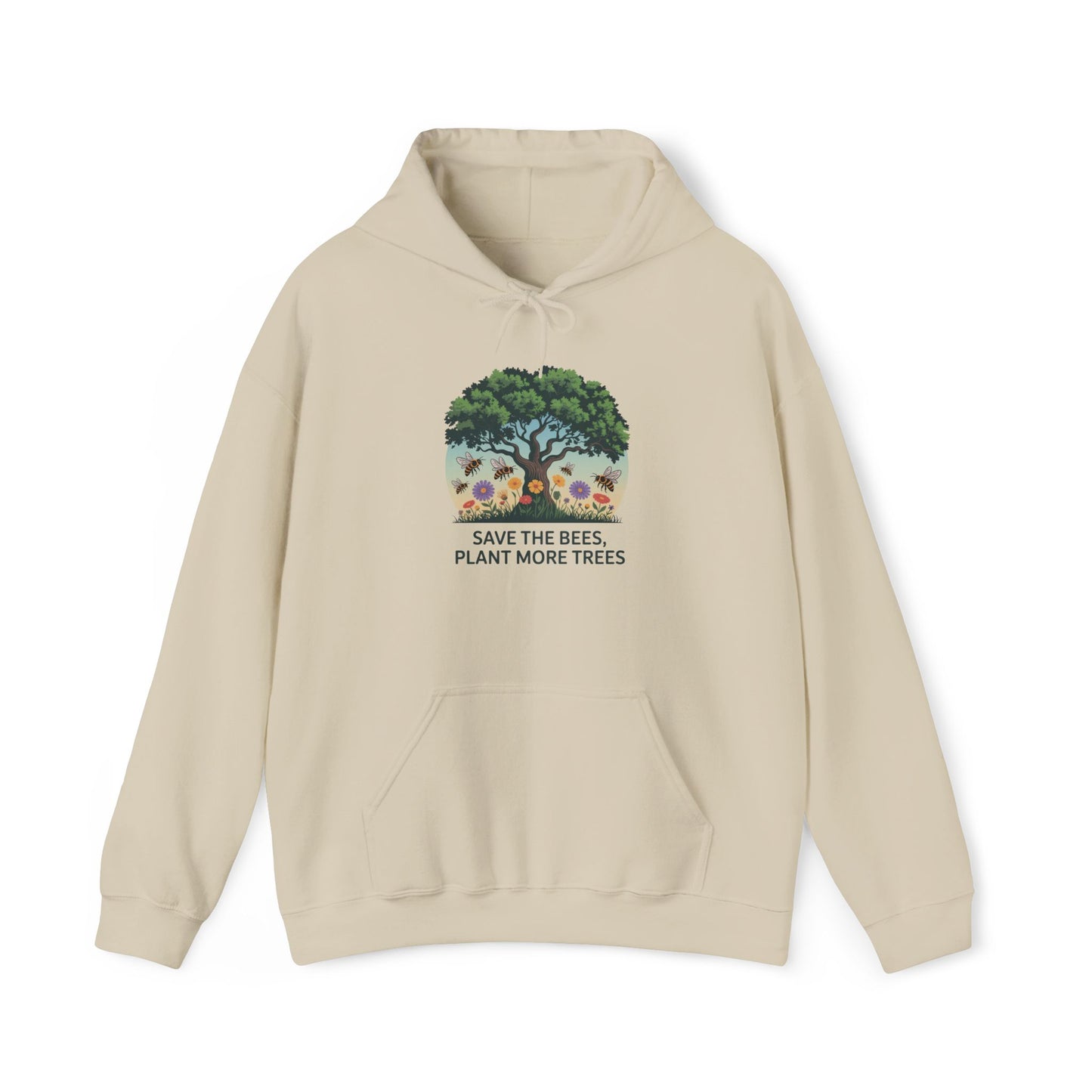Save the Bees, Plant More Trees Hoodie — Gardening Sweatshirt for Plant Lovers