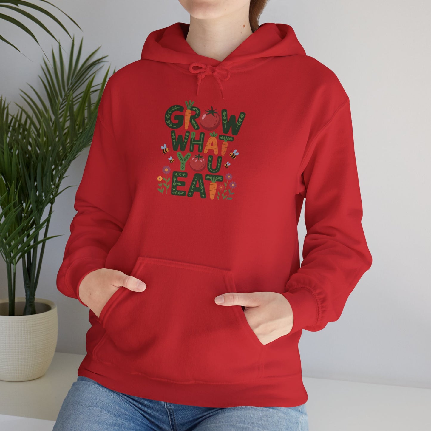 Grow What You Eat Hoodie — Gardening Sweatshirt for Plant Lovers