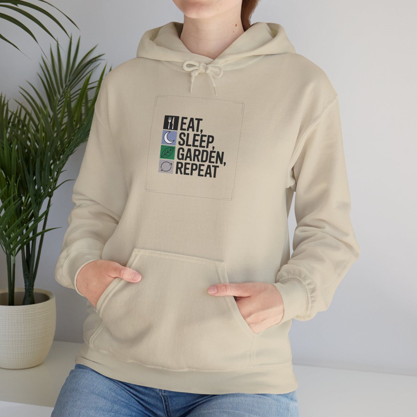Eat, Sleep, Garden, Repeat Hoodie — Gardening Sweatshirt for Plant Lovers
