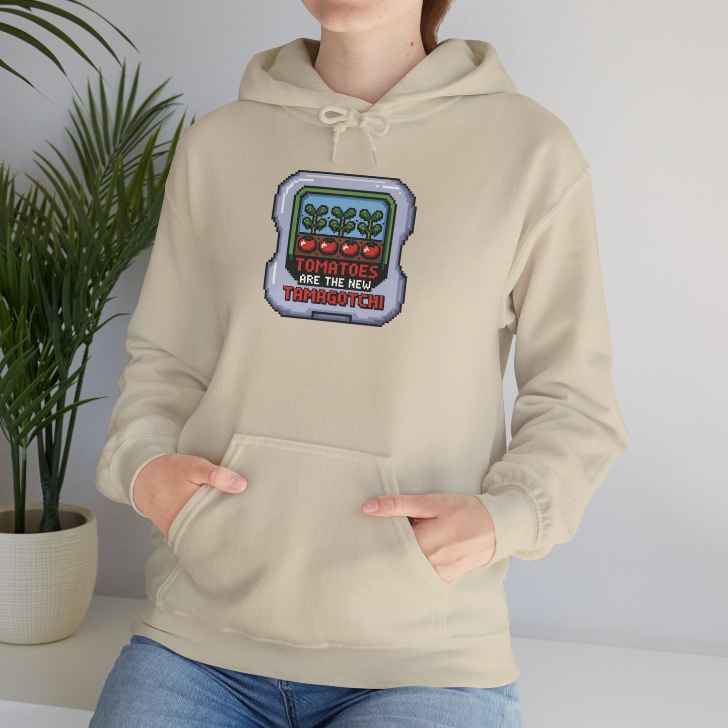 Tomatoes Are The New Tamagotchi Hoodie — Gardening Sweatshirt for Plant Lovers