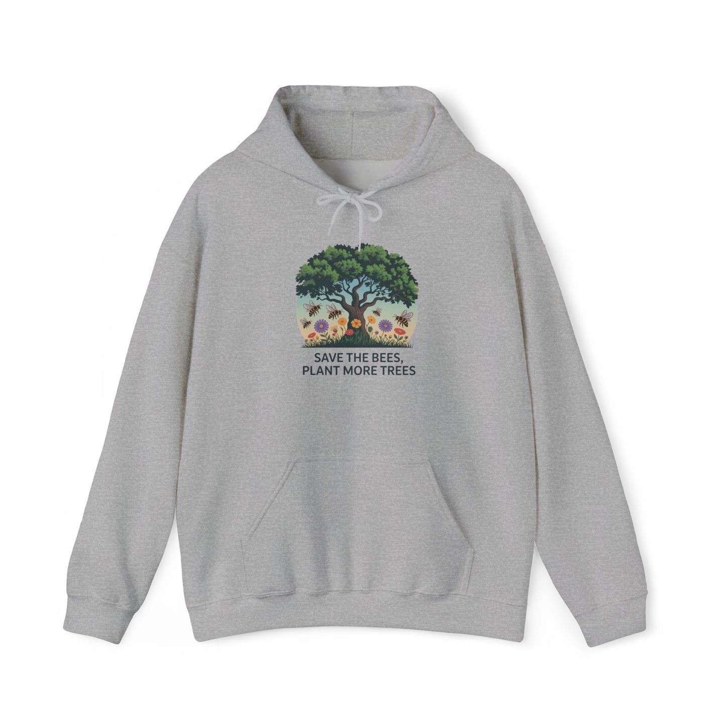 Save the Bees, Plant More Trees Hoodie — Gardening Sweatshirt for Plant Lovers